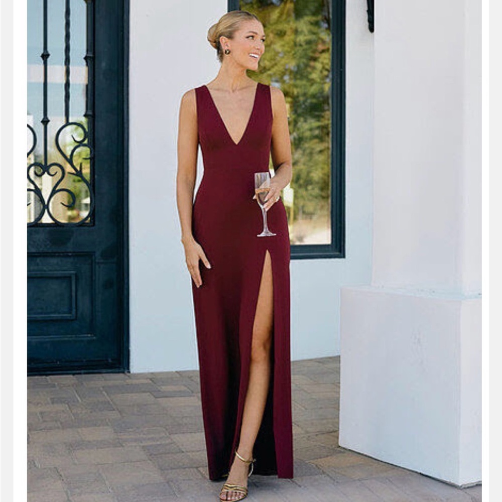 Park & Fifth Burgundy V-Neck Maxi Dress